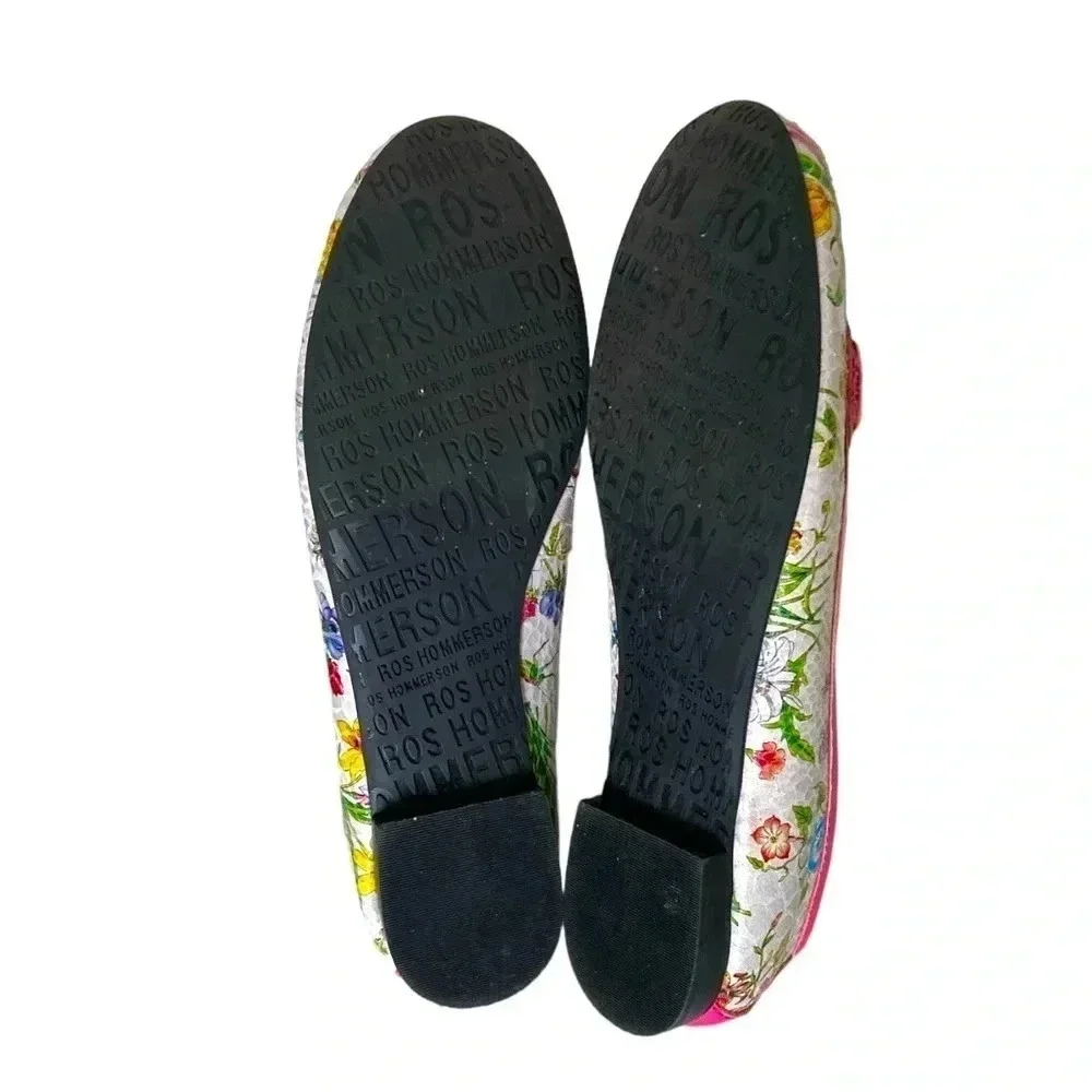 ROS HOMMERSON | Regina Pink White Floral Moc Toe Leather Loafers Size 9SS - Picture 5 of 7
